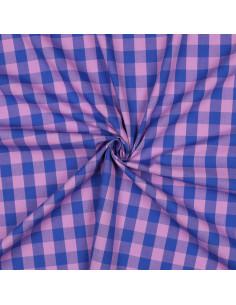 Tessuto Vichy a grandi quadri - Lavanda e blu