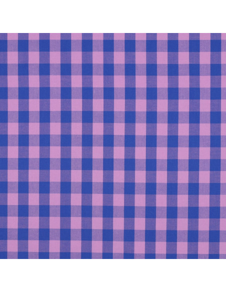 Tessuto popeline di cotone - Vichy a quadri grandi - Lavanda e blu