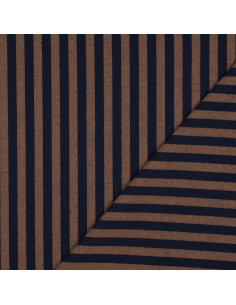 Tessuto popeline di cotone - Righe larghe - Marrone e blu navy 2