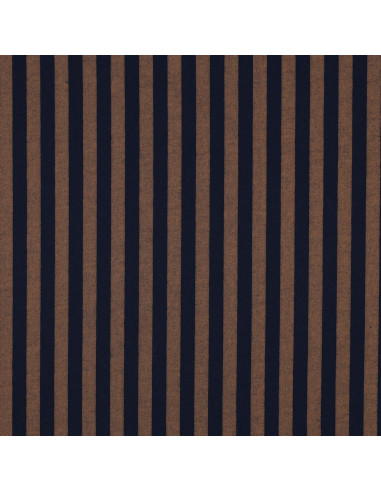 Tessuto popeline di cotone - Righe larghe - Marrone e blu navy