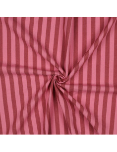 Tessuto popeline di cotone - Righe larghe - Bordeaux e rosso