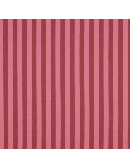 Tessuto popeline di cotone - Righe larghe - Bordeaux e rosso