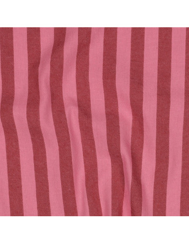 Tessuto popeline di cotone - Righe larghe - Bordeaux e rosso