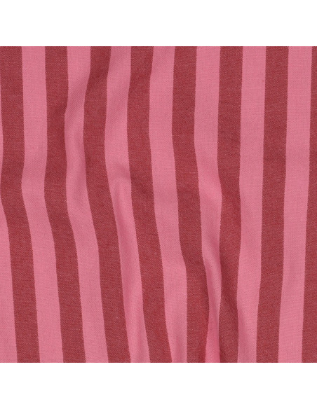 Tessuto popeline di cotone - Righe larghe - Bordeaux e rosso