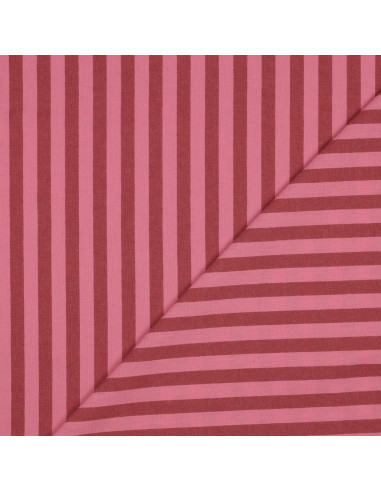 Tessuto popeline di cotone - Righe larghe - Bordeaux e rosso