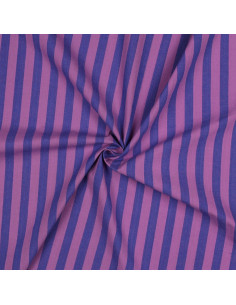 Tessuto popeline di cotone - Righe larghe - Fico e viola