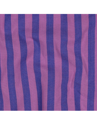 Tessuto popeline di cotone - Righe larghe - Fico e viola