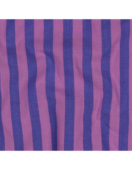 Tessuto popeline di cotone - Righe larghe - Fico e viola