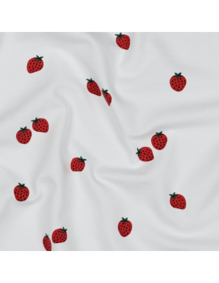 Tessuto jersey Fragole - Sfondo bianco