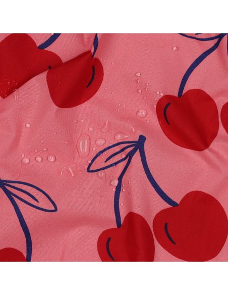 Tessuto di cotone idrorepellente con grandi ciliegie - Rosa