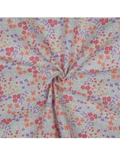 Tessuto di cotone idrorepellente con piccoli fiori - Sfondo bianco