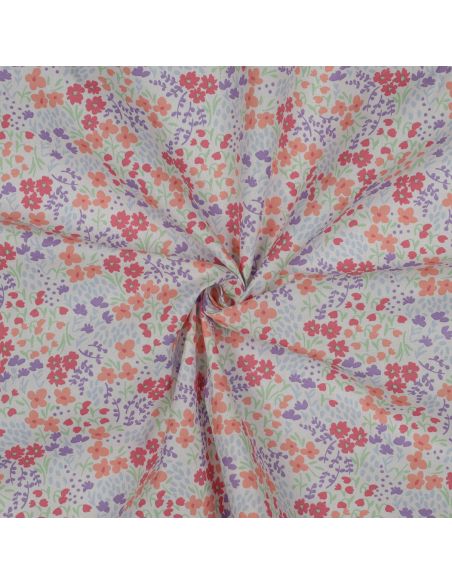 Tessuto di cotone idrorepellente con piccoli fiori - Sfondo bianco