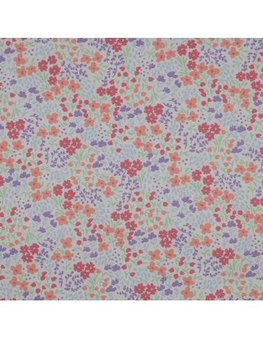 Tessuto di cotone idrorepellente con piccoli fiori - Sfondo bianco