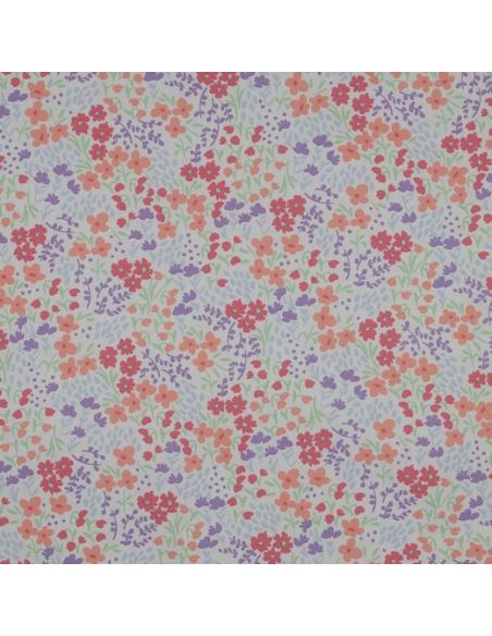 Tessuto di cotone idrorepellente con piccoli fiori - Sfondo bianco