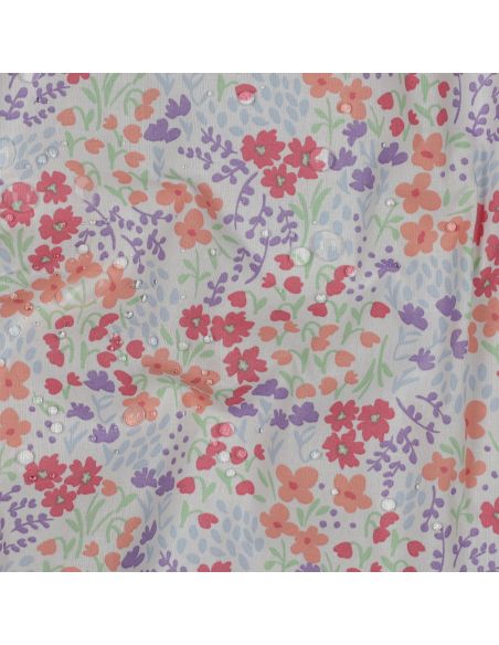 Tessuto di cotone idrorepellente con piccoli fiori - Sfondo bianco