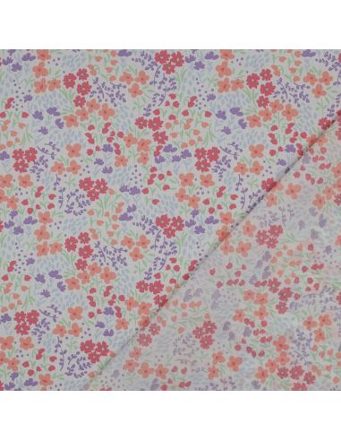 Tessuto di cotone idrorepellente con piccoli fiori - Sfondo bianco