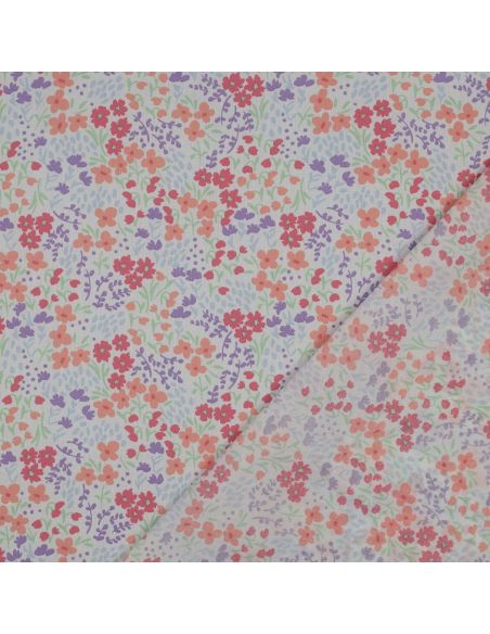 Tessuto di cotone idrorepellente con piccoli fiori - Sfondo bianco