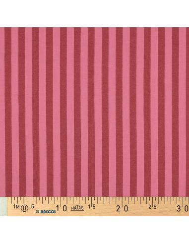 Tessuto popeline di cotone - Righe larghe - Bordeaux e rosso