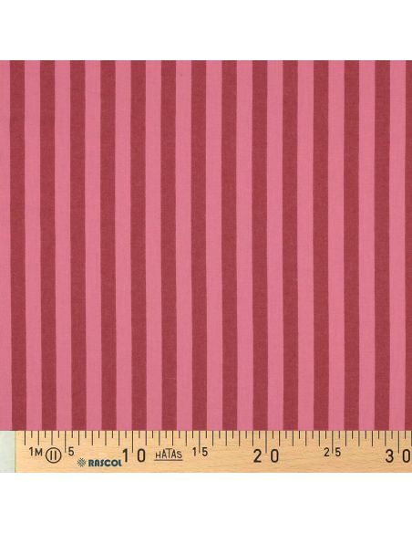 Tessuto popeline di cotone - Righe larghe - Bordeaux e rosso