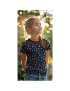 Tessuto jersey piccoli fiori - Blu notte 2