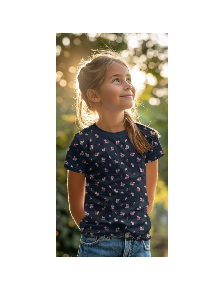 Tessuto jersey piccoli fiori - Blu notte