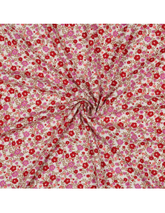 Tessuto in viscosa con piccoli fiori vivaci - Bianco sporco