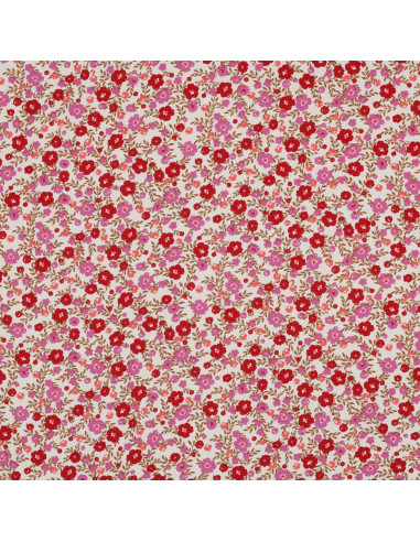 Tessuto in viscosa con piccoli fiori vivaci - Bianco sporco