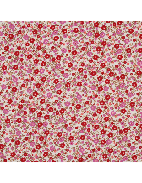 Tessuto in viscosa con piccoli fiori vivaci - Bianco sporco