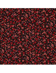 Tessuto in viscosa con piccoli fiori vivaci - Nero 2