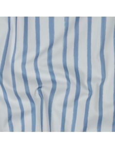 Tessuto popeline di cotone a righe - Azzurro su sfondo bianco