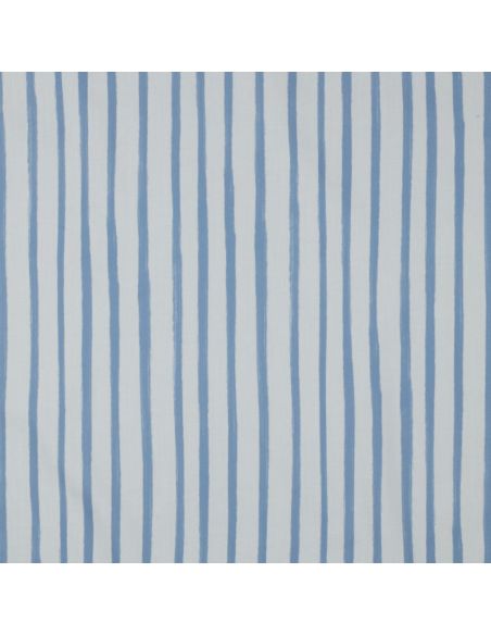 Tessuto popeline di cotone a righe - Azzurro su sfondo bianco