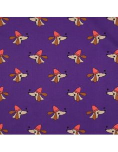 Tessuto popeline di cotone cani e cuori - Viola 2