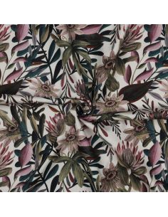 Tela di cotone canvas - Fiori vintage