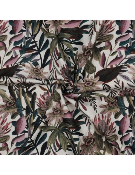 Tela di cotone canvas - Fiori vintage