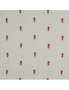 Tessuto doppia garza ricamato fiori - Naturale 2