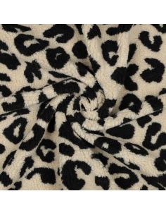 Tessuto pelliccia Teddy - Nero e crema