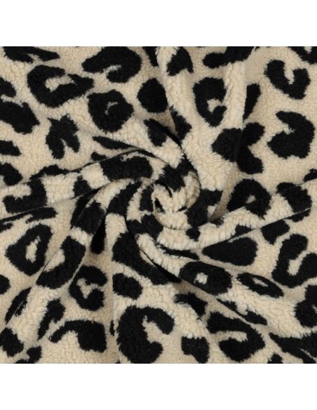 Tessuto pelliccia Teddy - Nero e crema