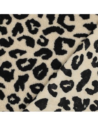 Tessuto pelliccia Teddy - Nero e crema