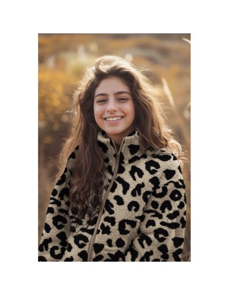 Tessuto pelliccia Teddy - Nero e crema
