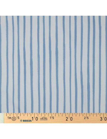 Tessuto popeline di cotone a righe - Azzurro su sfondo bianco