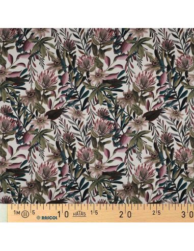 Tela di cotone canvas - Fiori vintage
