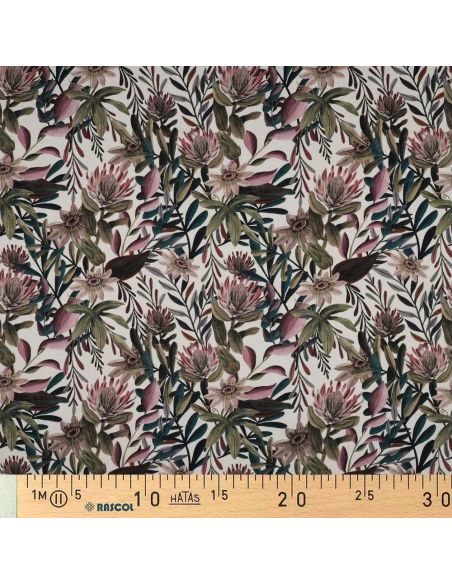 Tela di cotone canvas - Fiori vintage