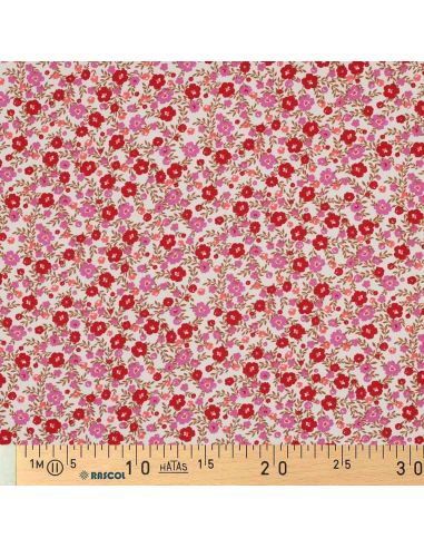 Tessuto in viscosa con piccoli fiori vivaci - Bianco sporco