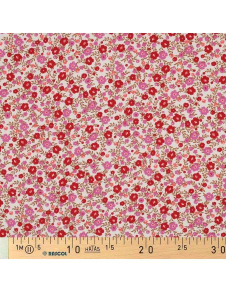 Tessuto in viscosa con piccoli fiori vivaci - Bianco sporco