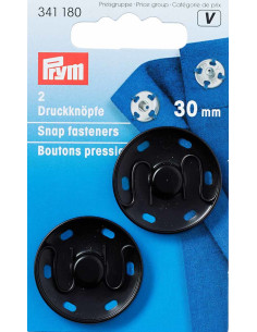 Bottoni a pressione da cucire 30 mm - Nero
