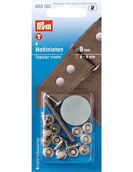 Set di 8 rivetti tubolari con utensile di perforazione 6-9 mm