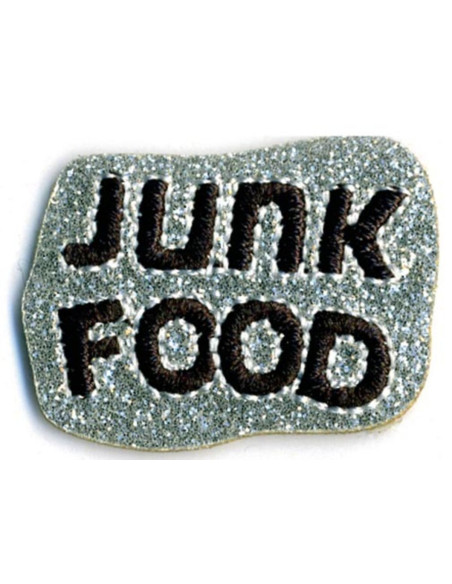 Toppa termoadesiva junk food con paillettes - Argento