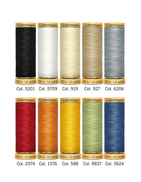 Set di 10 fili da cucito in cotone Gütermann