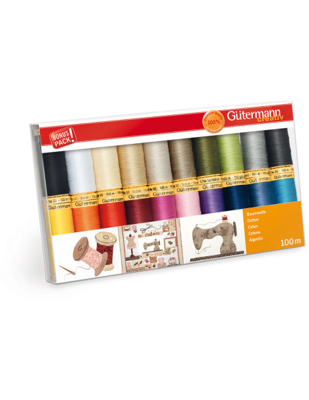 Set di 20 fili da cucito in cotone Gütermann