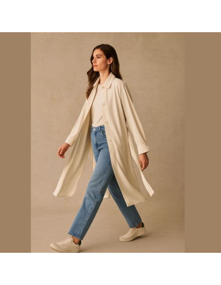 Tessuto twill di viscosa pesante - Ecru